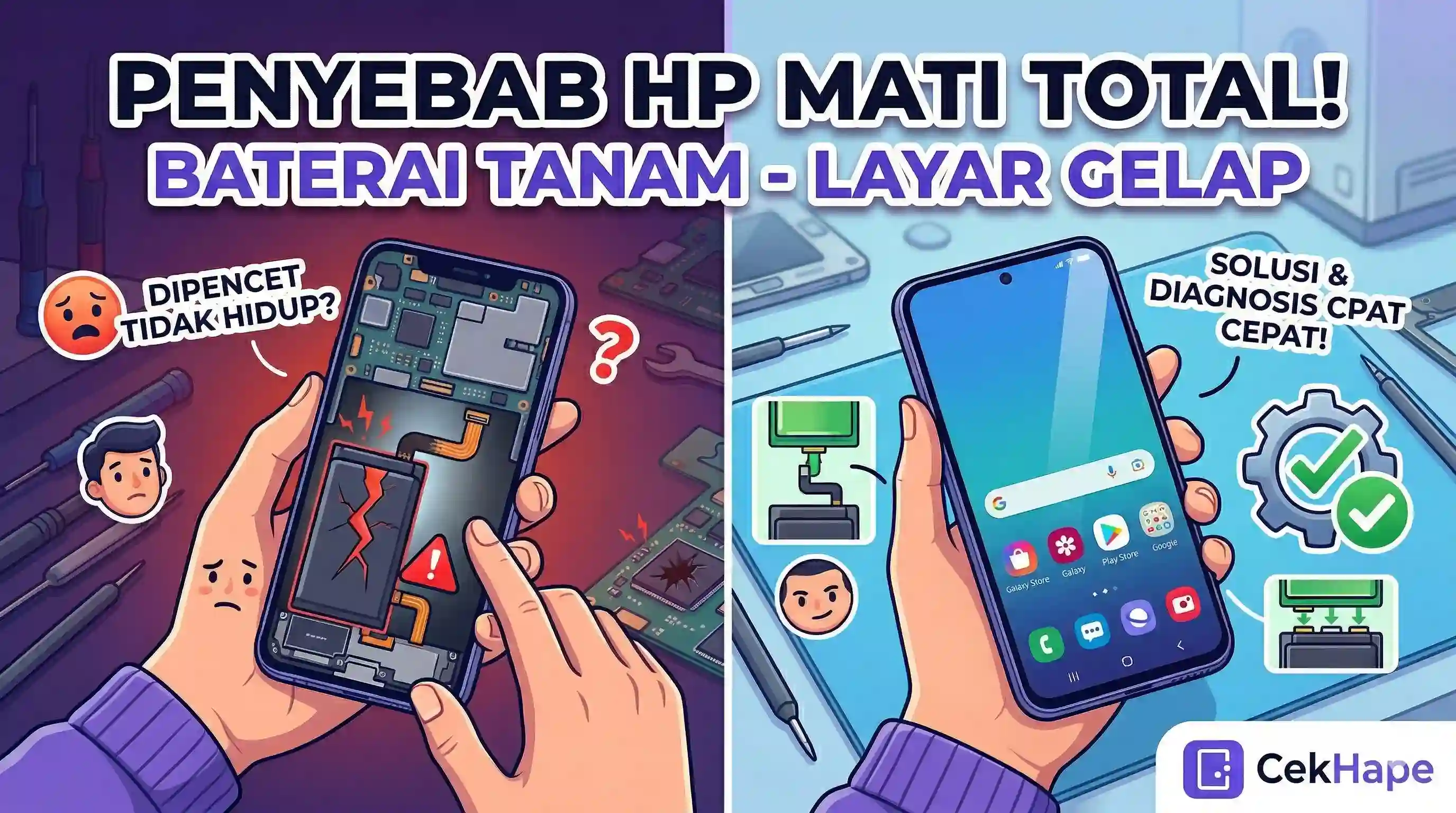 Penyebab HP Mati Total Baterai Tanam, Hidupkan Layar Mati