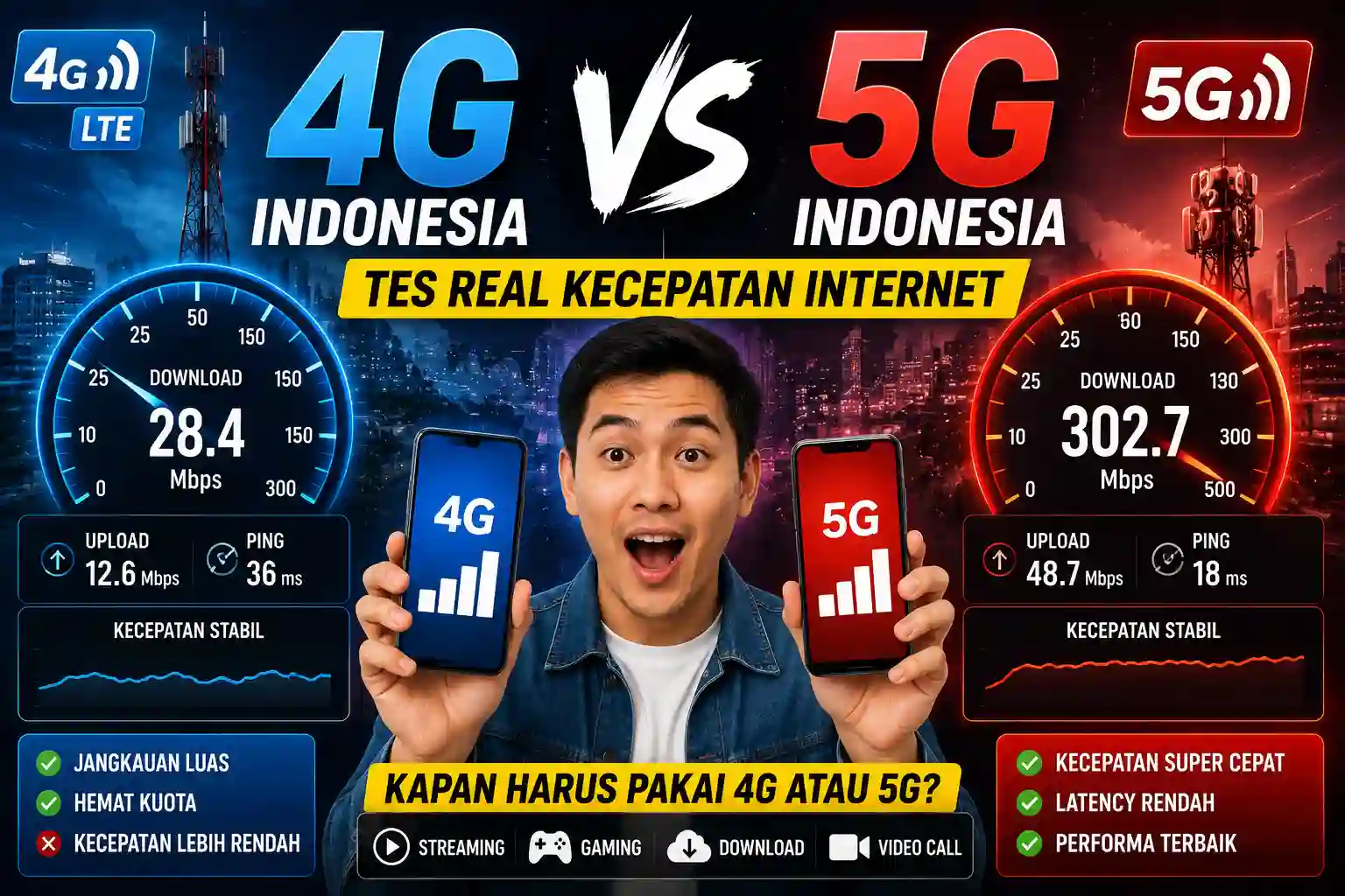 4G vs 5G Indonesia: Tes Real Kecepatan Internet