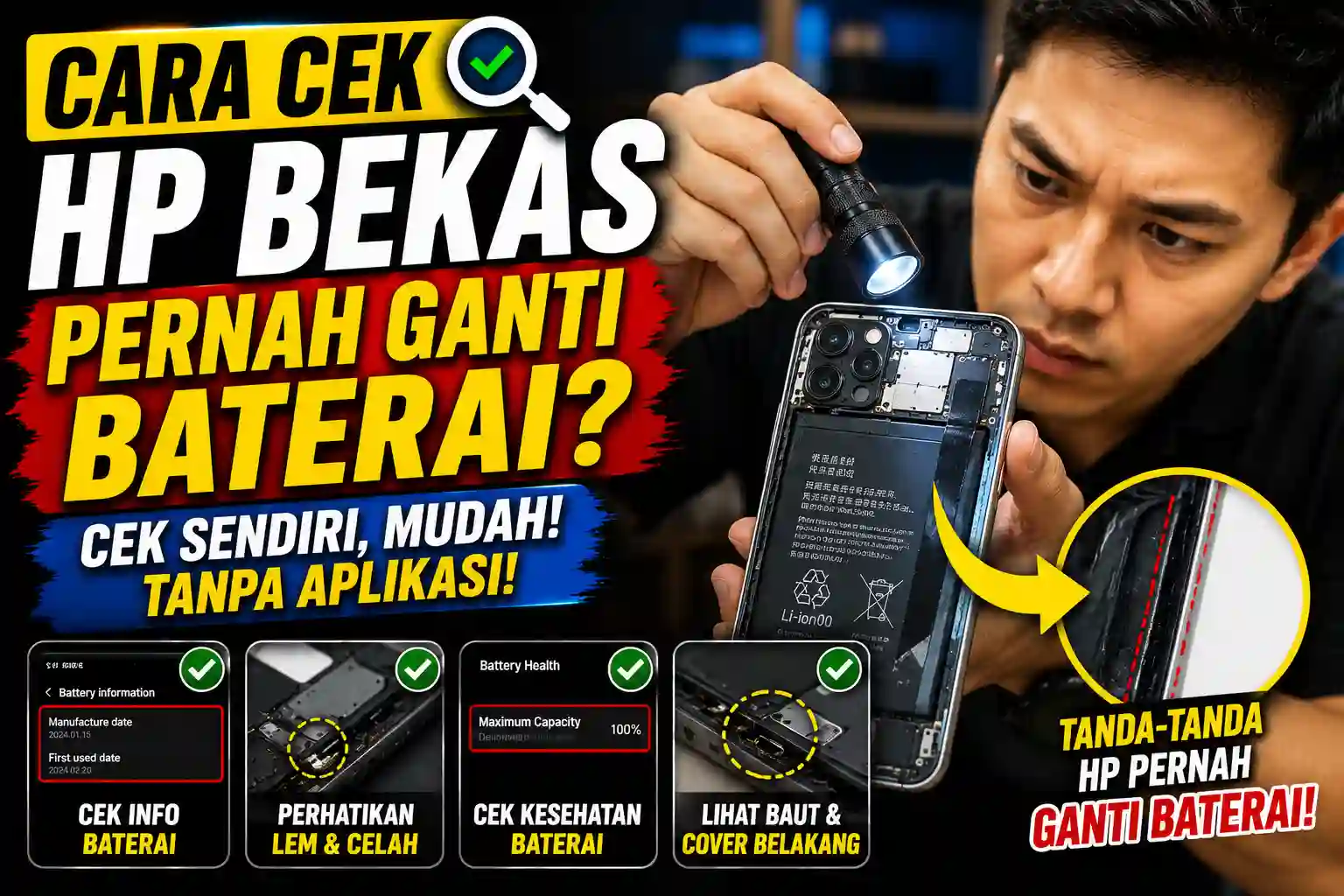 Cara Cek HP Bekas Pernah Ganti Baterai Secara Praktis