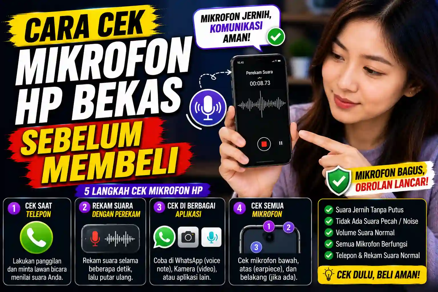 Cara Cek Mikrofon HP Bekas Sebelum Membeli