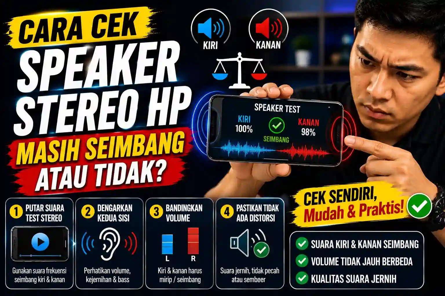 Cara Cek Speaker Stereo HP Masih Seimbang Atau Tidak