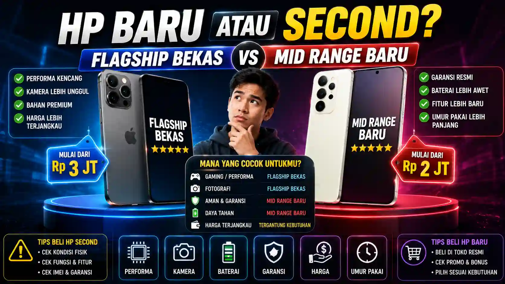 HP Baru atau Second: Flagship Bekas vs Mid Range Baru