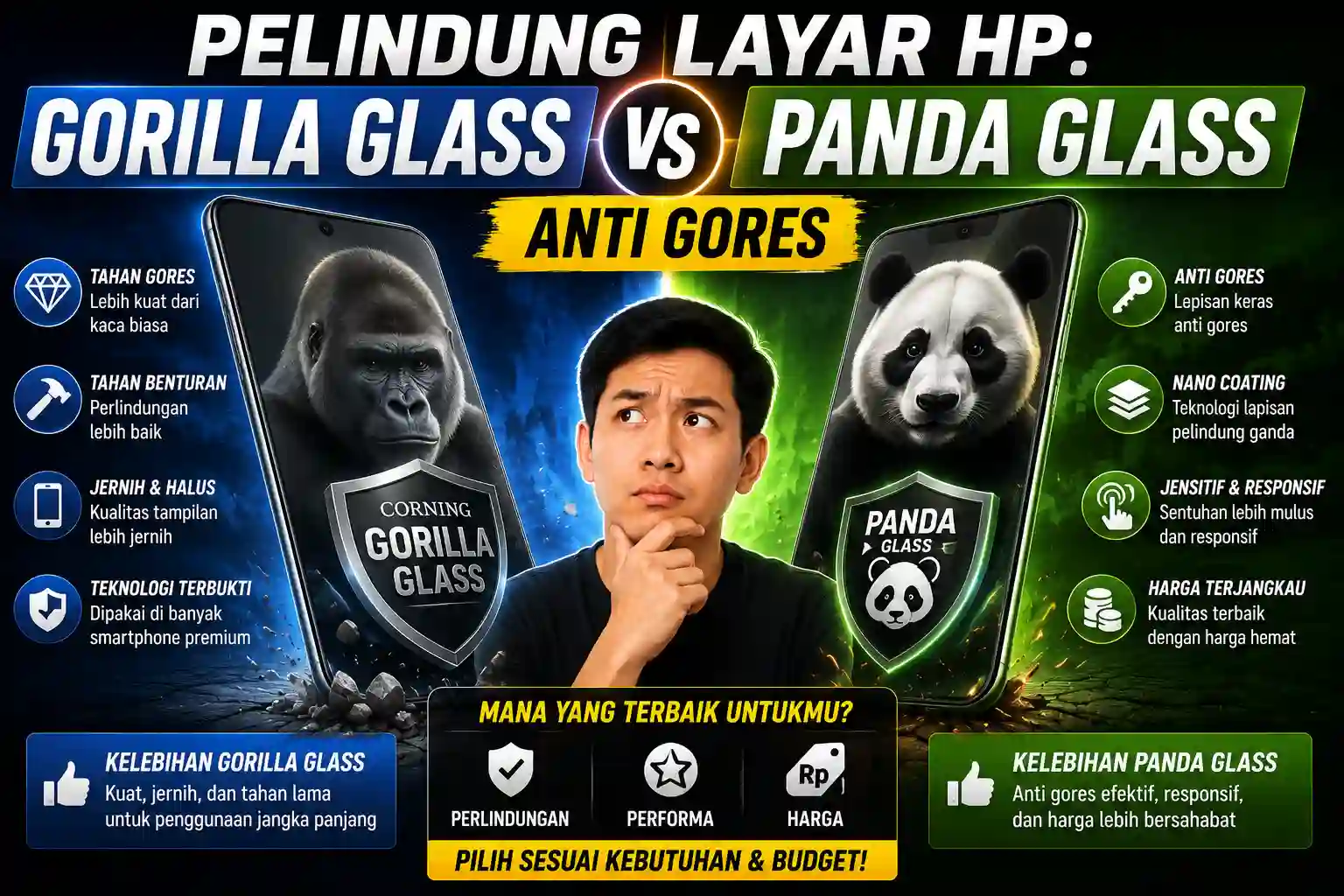 Pelindung Layar HP: Gorilla Glass vs Panda Glass Anti Gores