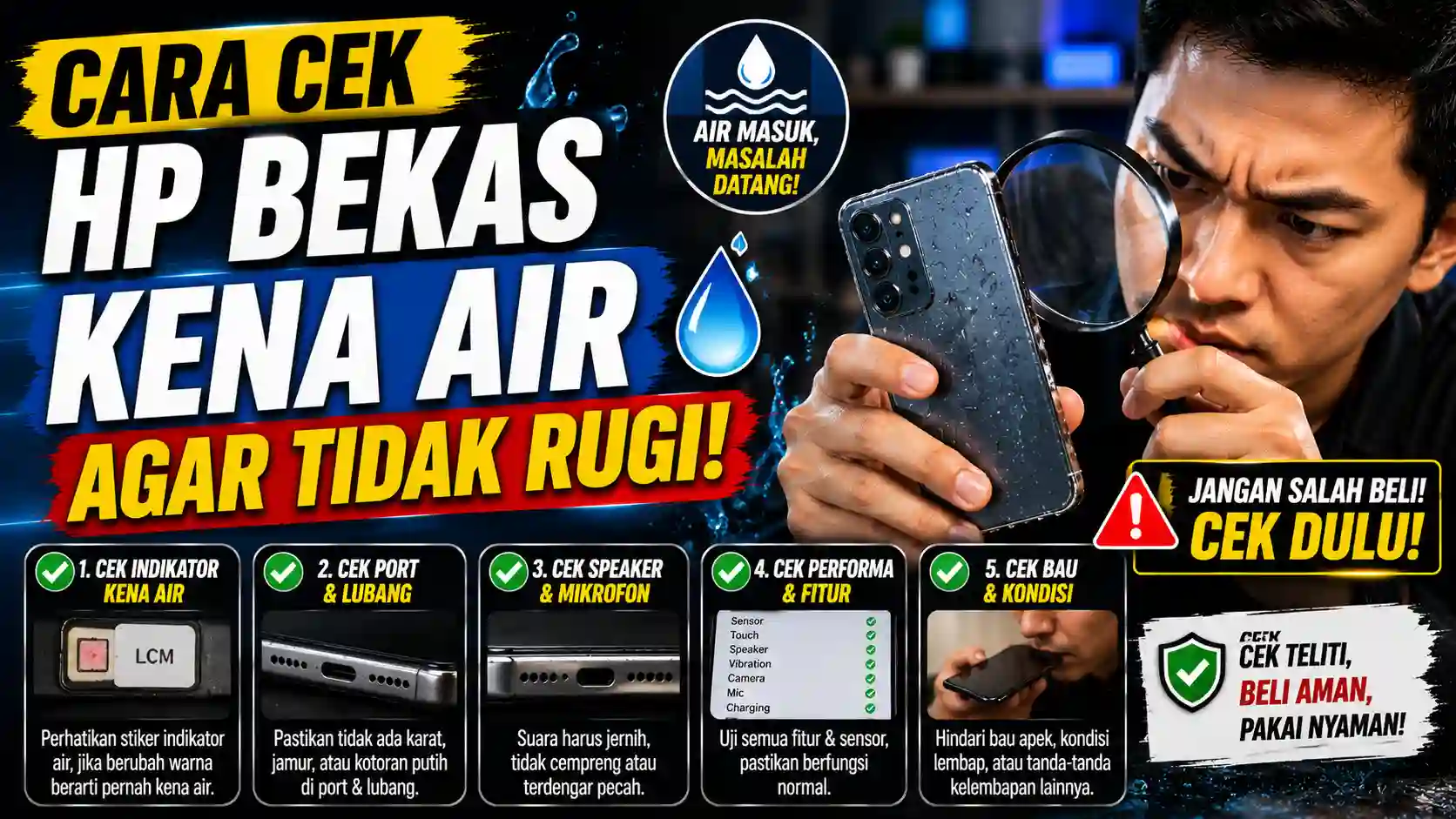 Cara Cek HP Bekas Kena Air Agar Tidak Rugi