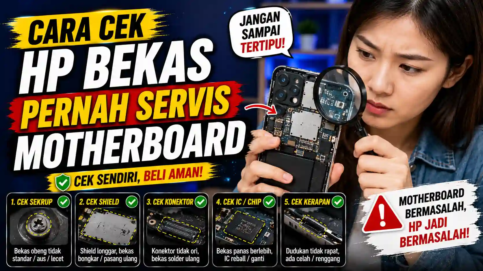 Cara Cek HP Bekas Pernah Servis Motherboard