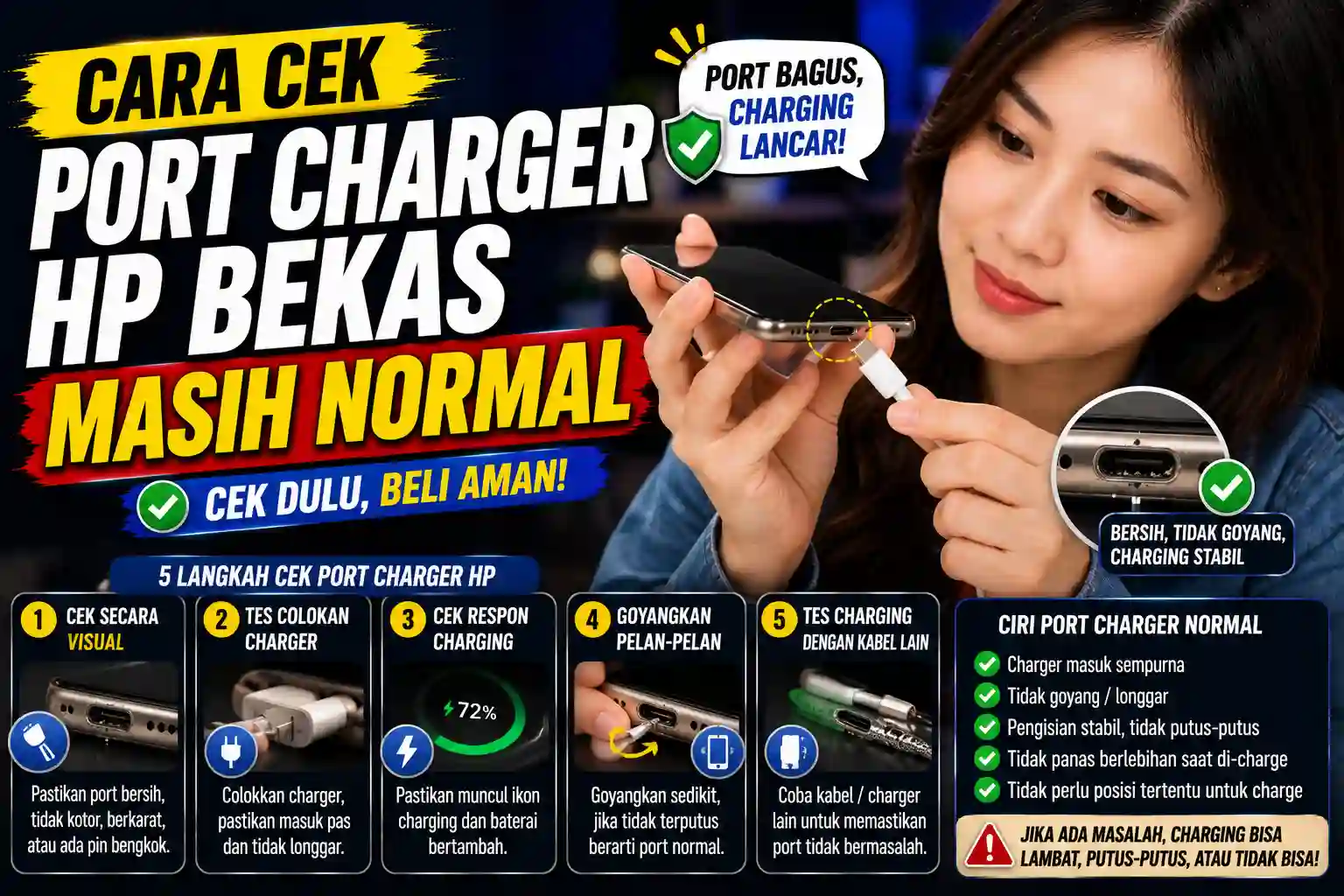 Cara Cek Port Charger HP Bekas Masih Normal