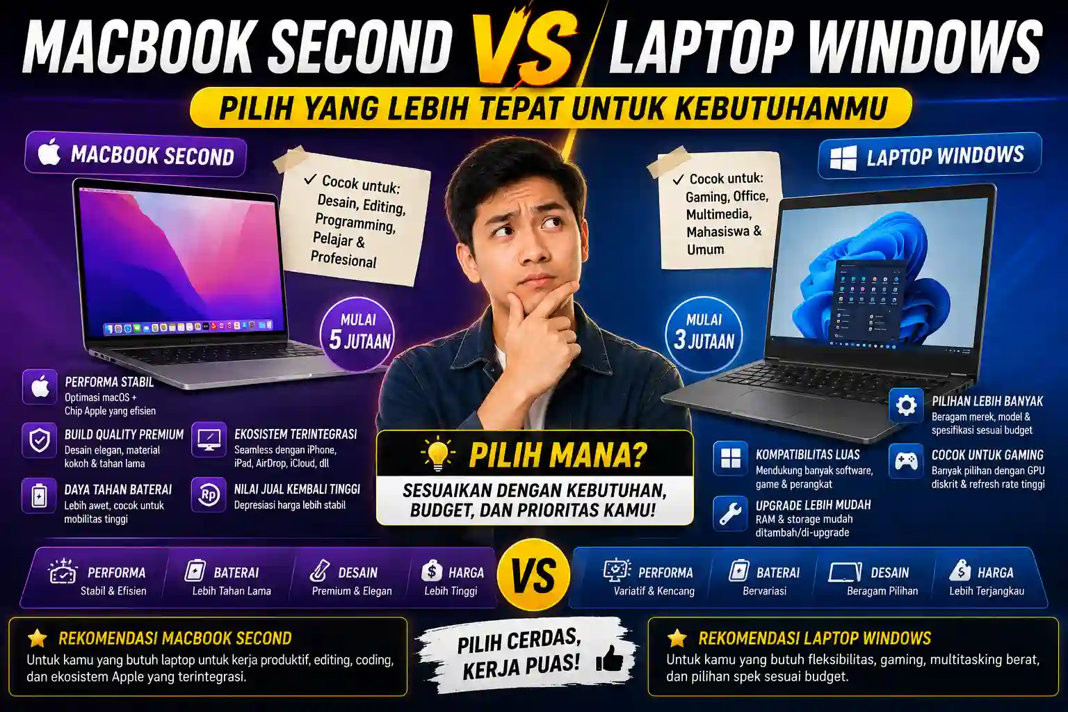 Macbook Second vs Laptop Windows: Pilih yang Lebih Tepat untuk Kebutuhanmu