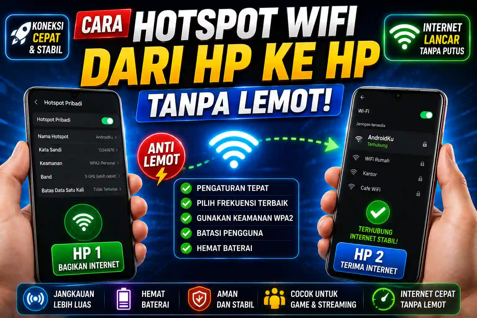 Cara Hotspot WiFi dari HP ke HP Tanpa Lemot